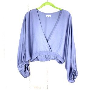 Silence & Noise Lavender Balloon Sleeve Crop Top